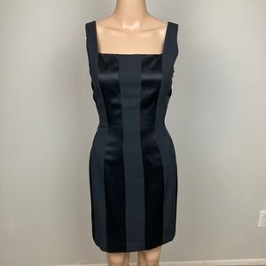 Laundry by Shelli Segal Black Matte and Satin Striped Cocktail Dress Size 8